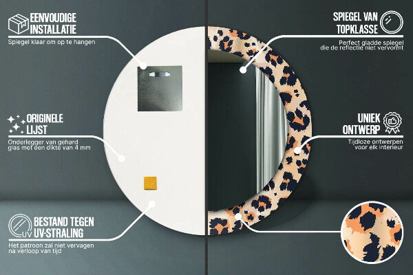 Kerek tükör fali dísz Vad mintás