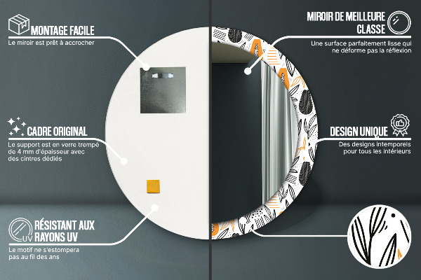 Kerek tükör díszítéssel Papaya minta