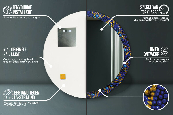 Kerek tükör nyomtatott kerettel Dekoratív kompozíció