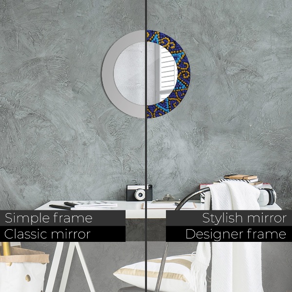 Kerek tükör nyomtatott kerettel Dekoratív kompozíció