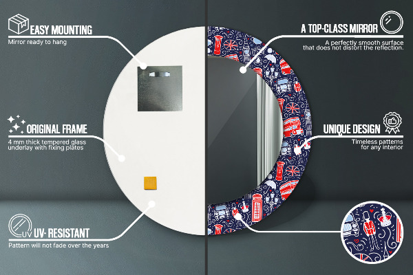 Kerek díszes tükör London szimbólum