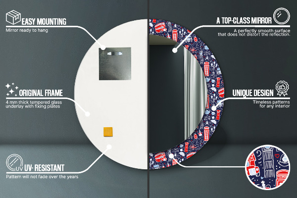 Kerek díszes tükör London szimbólum