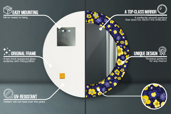 Kerek tükör fali dísz Édes kis virágok