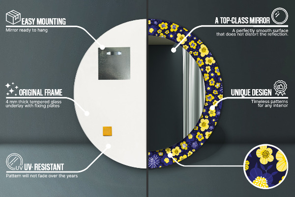 Kerek tükör fali dísz Édes kis virágok