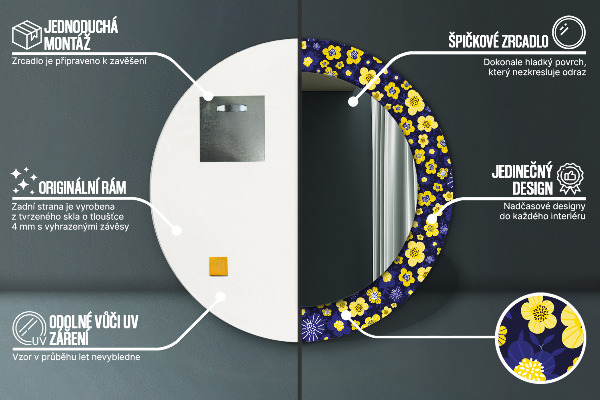 Kerek tükör fali dísz Édes kis virágok