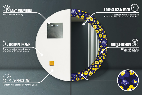 Kerek tükör fali dísz Édes kis virágok