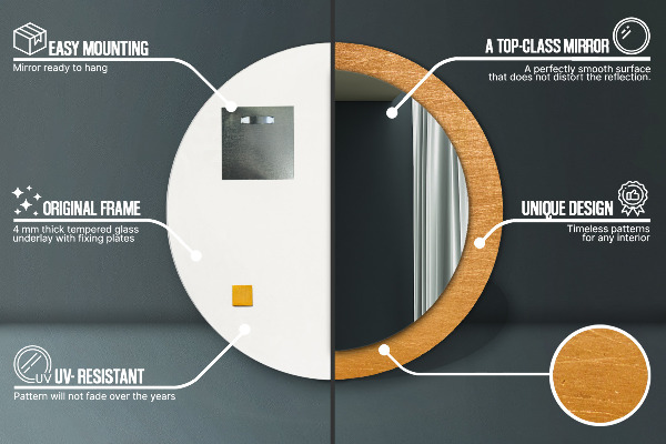 Kerek tükör nyomtatott kerettel Fém felület