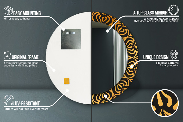 Kerek díszes tükör Arany mandala