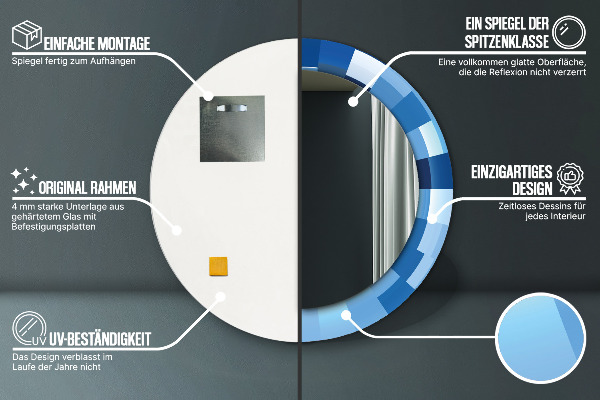 Kerek tükör díszítéssel Absztrakt kék