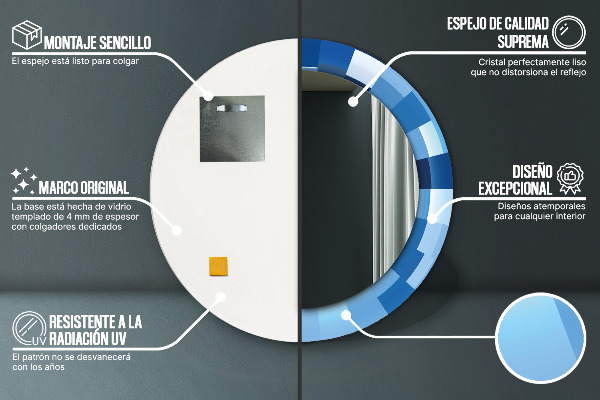 Kerek tükör díszítéssel Absztrakt kék