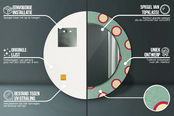 Kerek tükör fali dísz Körök pontok