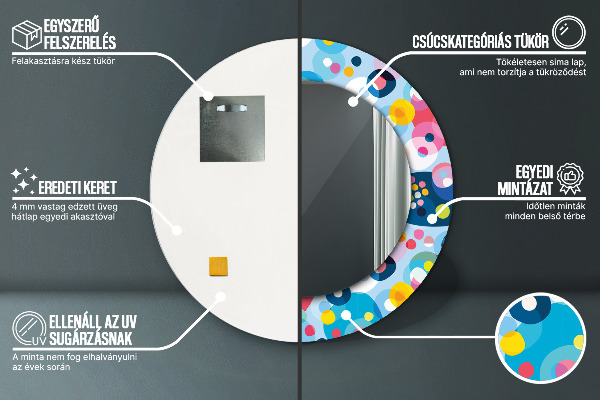 Kerek tükör díszítéssel Színes tövisek