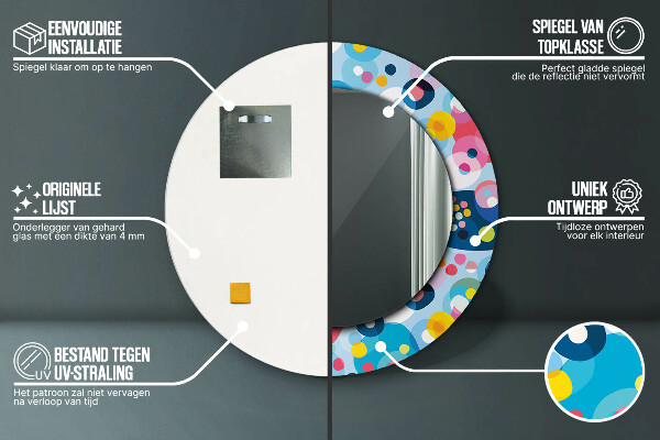 Kerek tükör díszítéssel Színes tövisek