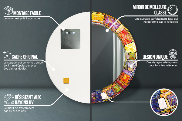 Kerek tükör fali dísz Színes ólomüveg