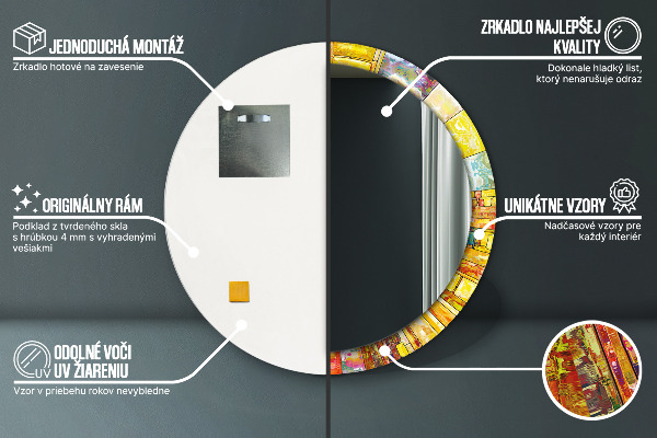 Kerek tükör fali dísz Színes ólomüveg