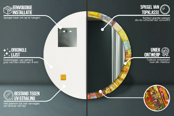 Kerek tükör fali dísz Színes ólomüveg