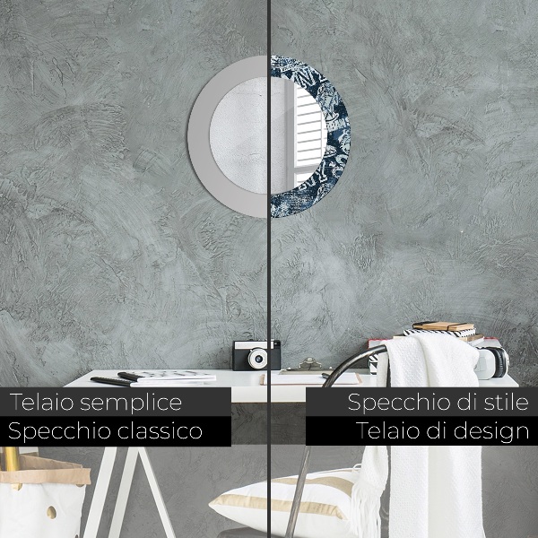 Kerek tükör keret nyomtatással Kollázs