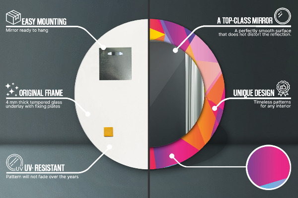 Kerek tükör nyomtatott kerettel Geometriai összetétel