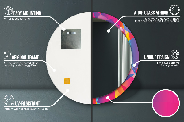 Kerek tükör nyomtatott kerettel Geometriai összetétel