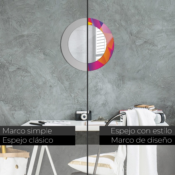 Kerek tükör nyomtatott kerettel Geometriai összetétel