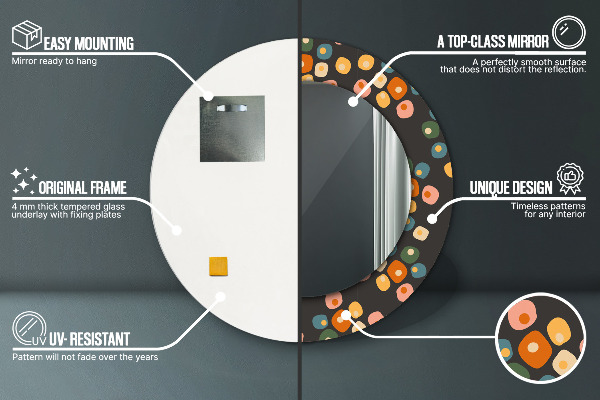 Kerek dísztükör Virág pöttyök