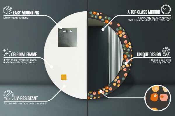 Kerek dísztükör Virág pöttyök