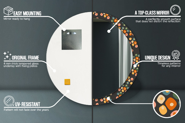 Kerek dísztükör Virág pöttyök