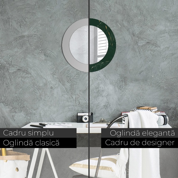 Kerek tükör díszítéssel Finom arany levelek