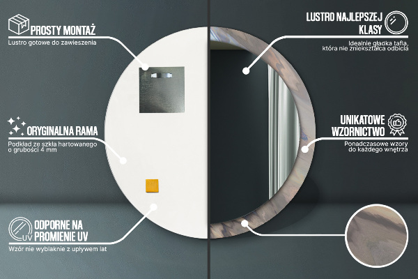 Kerek dísztükör Holografikus textúra