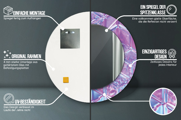 Kerek tükör fali dísz Absztrakt szürreális