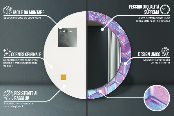 Kerek tükör fali dísz Absztrakt szürreális