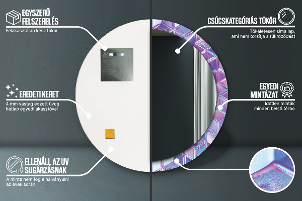Kerek tükör fali dísz Absztrakt szürreális
