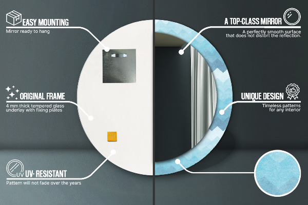 Kerek tükör nyomtatott kerettel Chevron minta