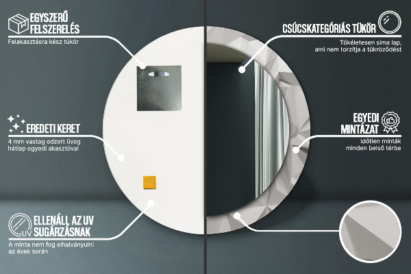 Kerek dísztükör Absztrakt fehér kristály