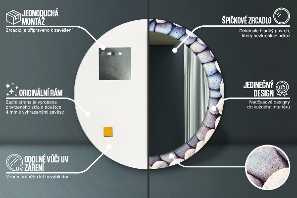 Kerek tükör fali dísz Tengeri kövek kör
