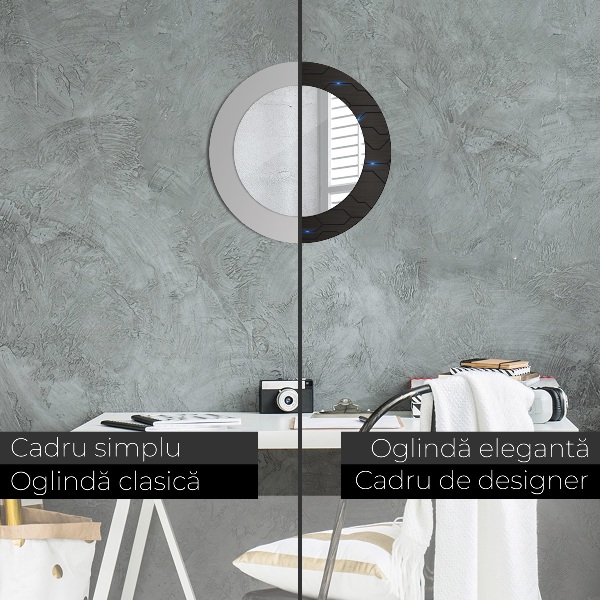 Kerek tükör nyomtatott kerettel Futurisztikus absztrakt