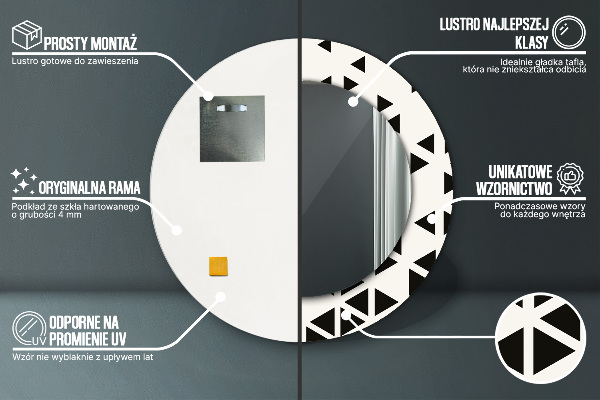 Kerek tükör díszítéssel Absztrakt geometriai