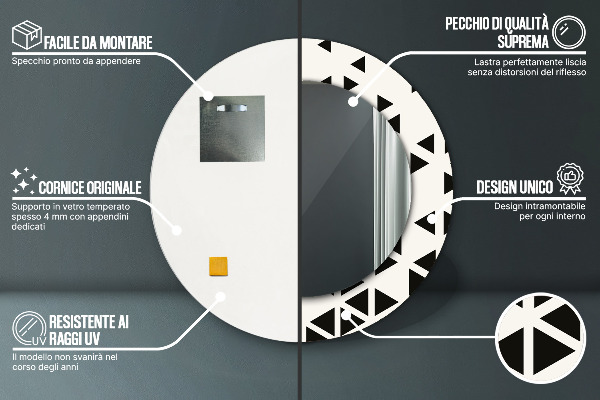 Kerek tükör díszítéssel Absztrakt geometriai