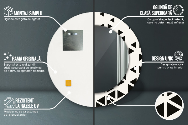 Kerek tükör díszítéssel Absztrakt geometriai