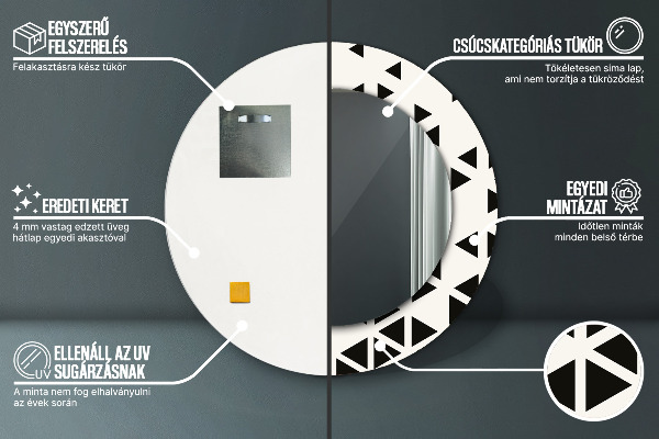 Kerek tükör díszítéssel Absztrakt geometriai
