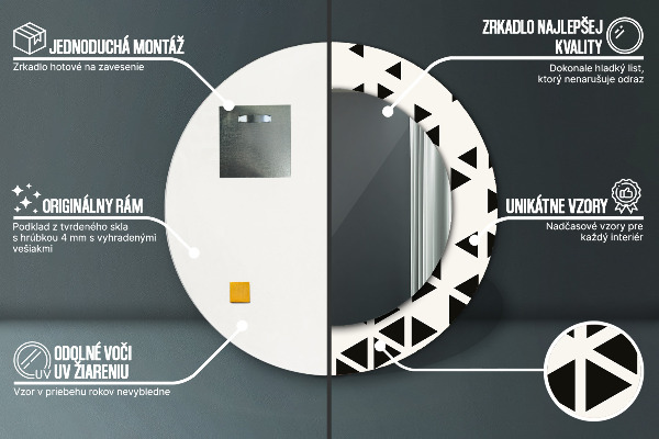Kerek tükör díszítéssel Absztrakt geometriai