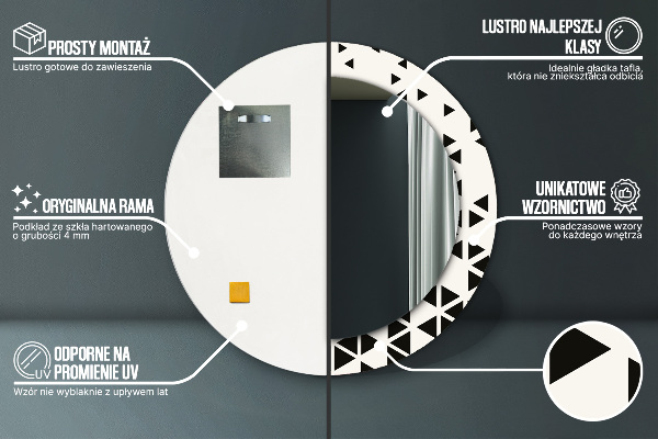 Kerek tükör díszítéssel Absztrakt geometriai