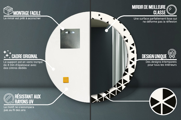 Kerek tükör díszítéssel Absztrakt geometriai
