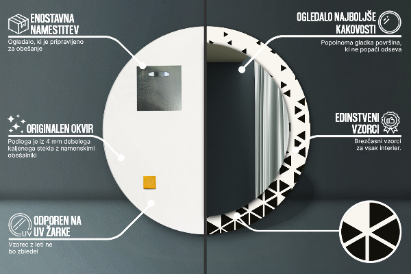 Kerek tükör díszítéssel Absztrakt geometriai