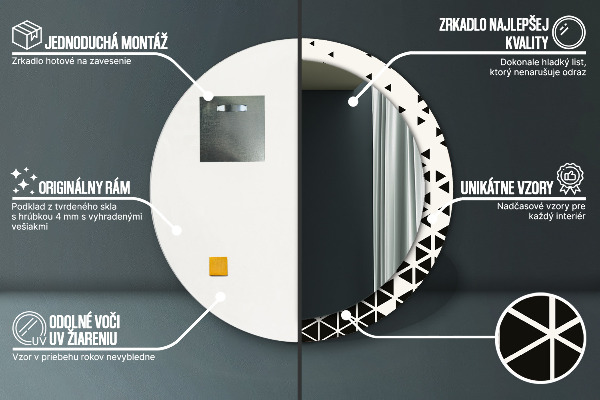 Kerek tükör díszítéssel Absztrakt geometriai