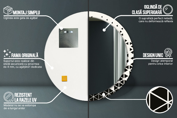 Kerek tükör díszítéssel Absztrakt geometriai