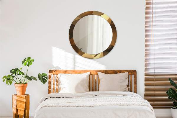 Kerek tükör nyomtatott kerettel Arany absztrakció