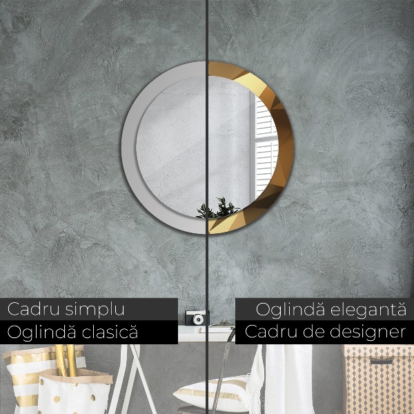 Kerek tükör nyomtatott kerettel Arany absztrakció