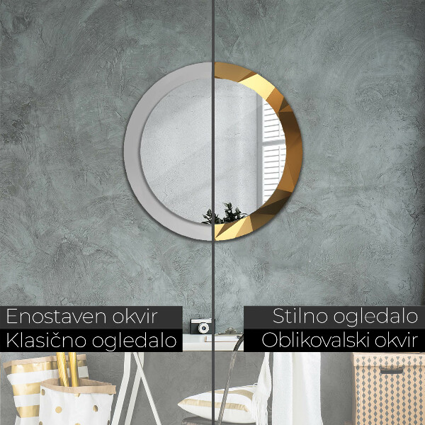 Kerek tükör nyomtatott kerettel Arany absztrakció