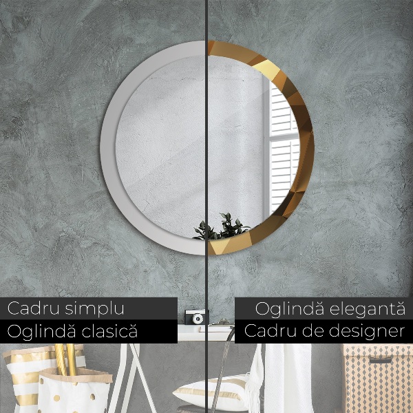 Kerek tükör nyomtatott kerettel Arany absztrakció